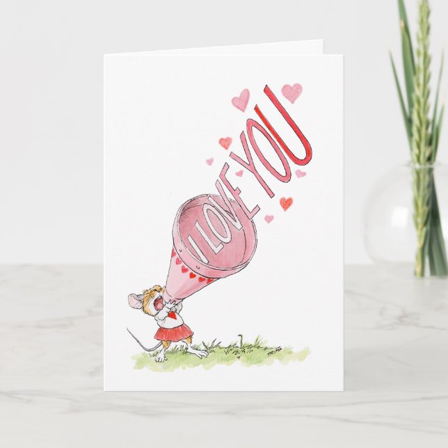 "¡Te amo!" Tarjeta Megaphone Mouse (Anverso)