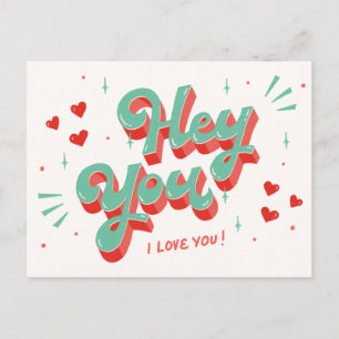 Te amo tarjeta postal retro