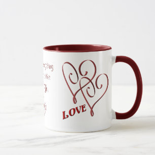 Te amo taza de café roja entrelazada de los