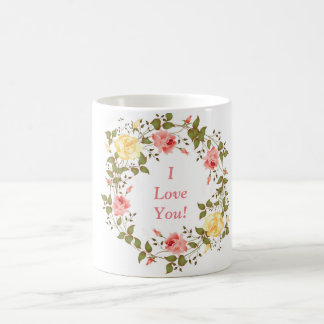 ¡Te amo taza floral!