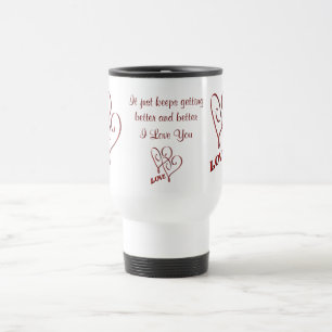 Te amo taza roja entrelazada del viaje de los