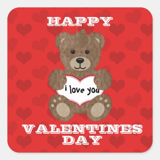 Te Amo Teddy Bear Pegatina (Anverso)