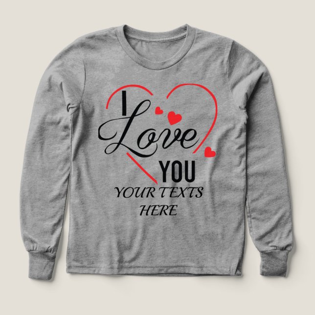 Te Amo texto con gráfico de forma de corazón rojo  (Diseño frontal)