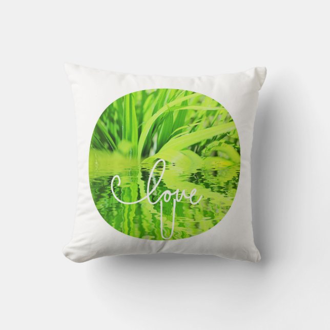 Te Amo U Almohada de Cojín de Hierba Verde Brillan (Anverso)
