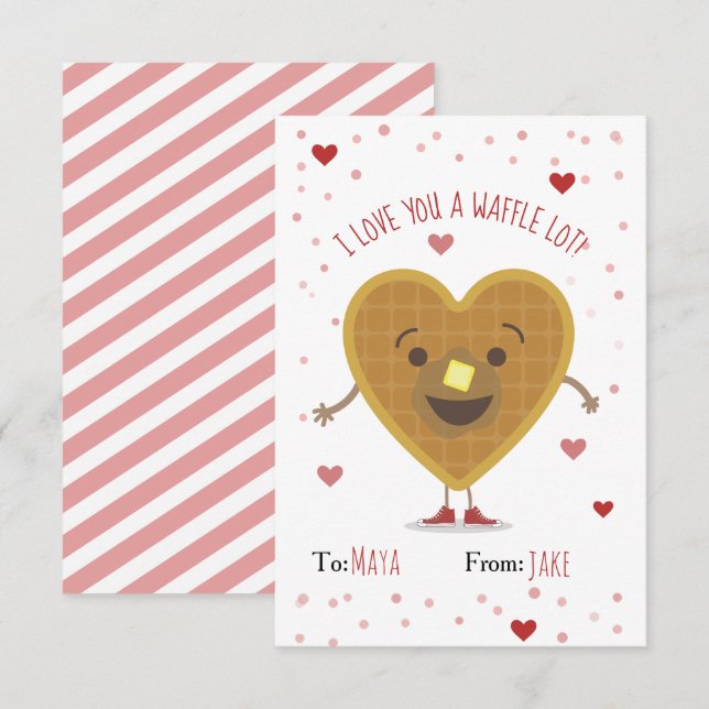 Te Amo Un Waffle Lot Heart Kids Valentine (Anverso / Reverso)