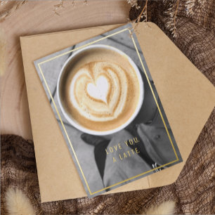 Te Amo Una Latte Gold Real Tarjeta De Relieve meta