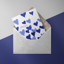 Te amo Watercolor Hearts – tarjeta azul