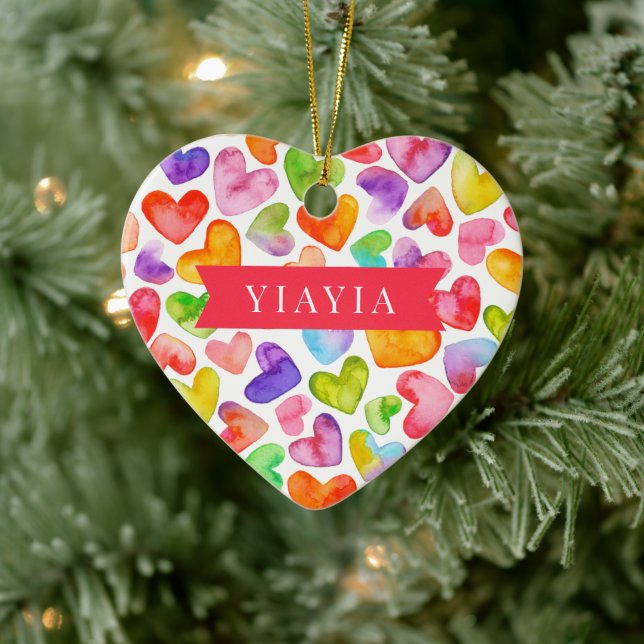 Te Amo Yiayia | Ornamento Cerámico de 2 Caras (Árbol)