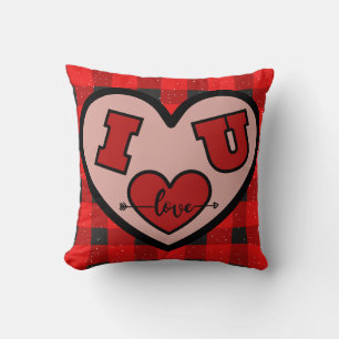 Te Amo (Yo <3 U) Almohada de Cuadro Rojo y Negro