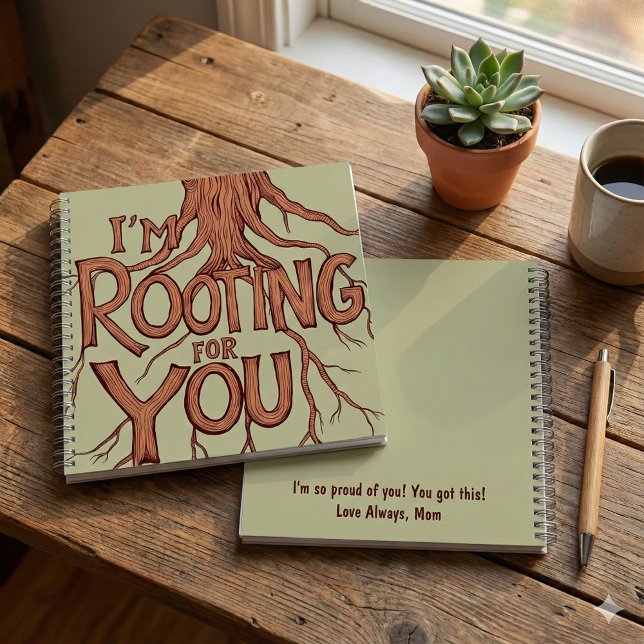 Te apuesto un cuaderno (Show your support with this, "I'm rooting for you" personalized notebook! )