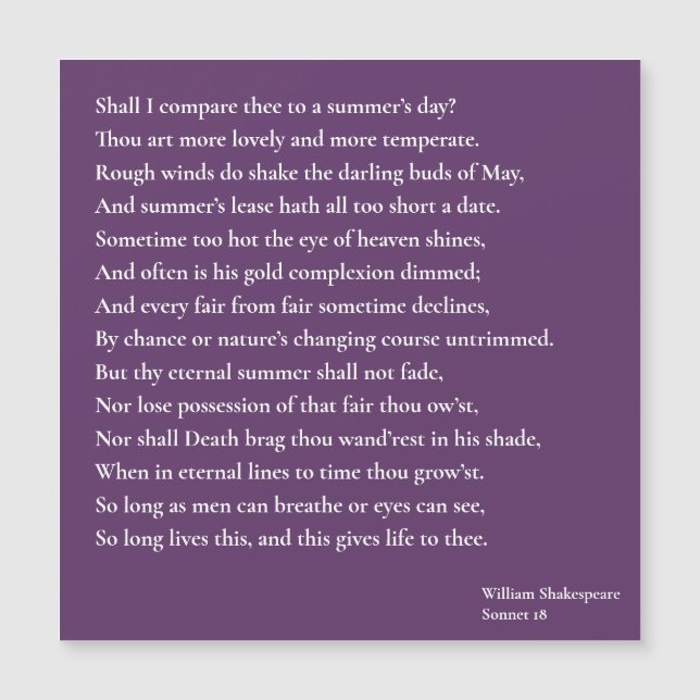¿Te comparo con un día de verano? soneto 18 (Anverso)