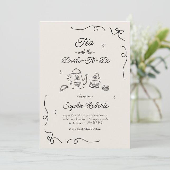 Té con la Novia a Punto de Casarse Invitación de D (Anverso de pie)