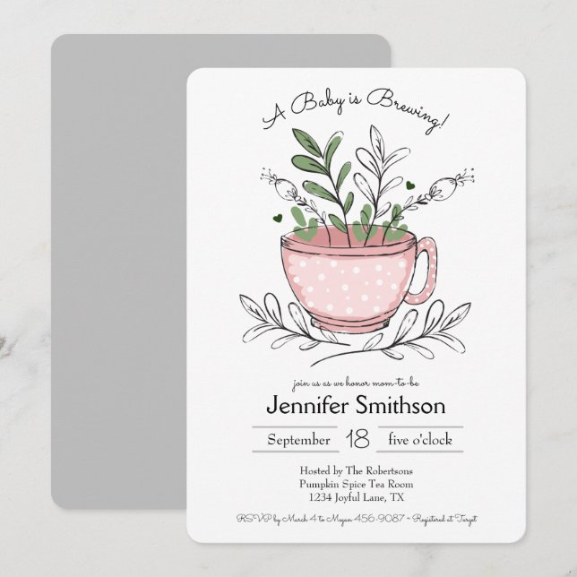 Té Cup Tea Fiesta Baby Shower Invitaciones (Anverso / Reverso)