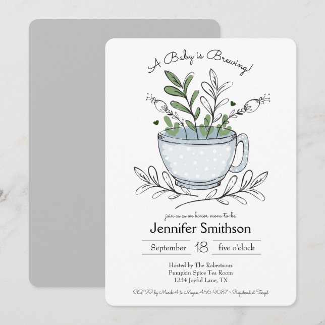 Té Cup Tea Fiesta Baby Shower Invitaciones (Anverso / Reverso)