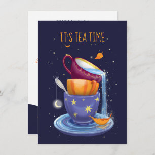 Té cups caen Invitación a una fiesta de té caprich