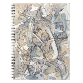 Té de café de caballo y cuaderno de espiral de tin