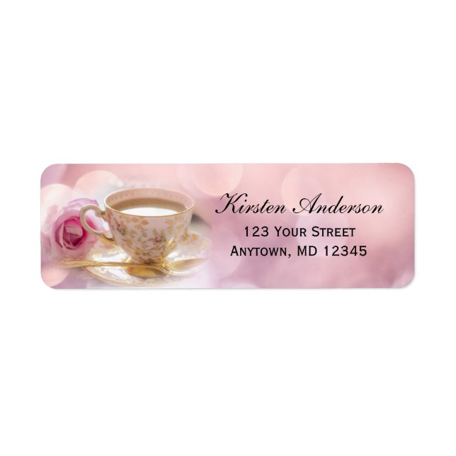 Té de ducha de novia en rosa | Etiqueta de direcci (Frente)