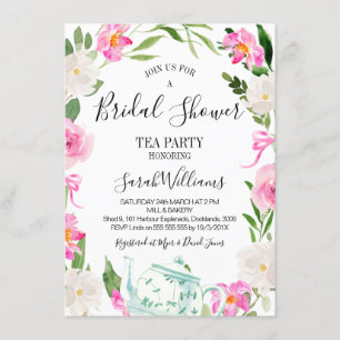 Té de flores fiesta novia Ducha Invitación a la du