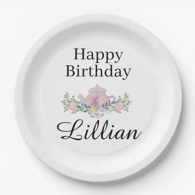 Té de flores silvestres fiesta cumpleaños platos f (Anverso)