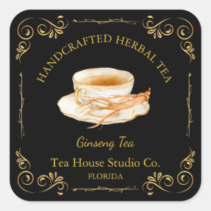 Té de Ginseng Vintage Etiqueta Cuadrada