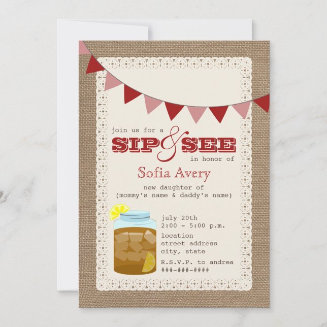 Té De Hielo Dulce Y Ver Invitación (Anverso)