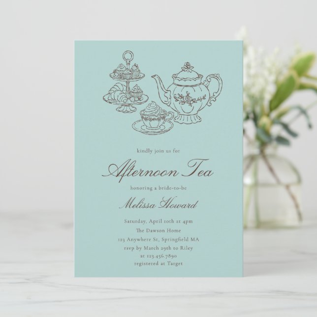 Té de la Tarde Invitación de Despedida de Soltera  (Anverso de pie)