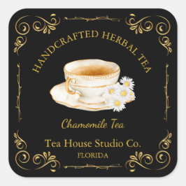 Té de manzanilla vintage etiqueta cuadrada