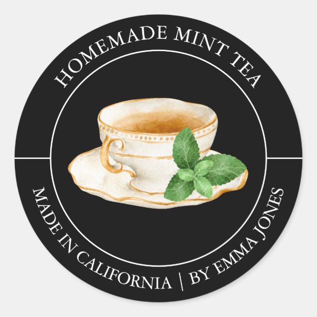 Té de menta Etiqueta moderna (Anverso)