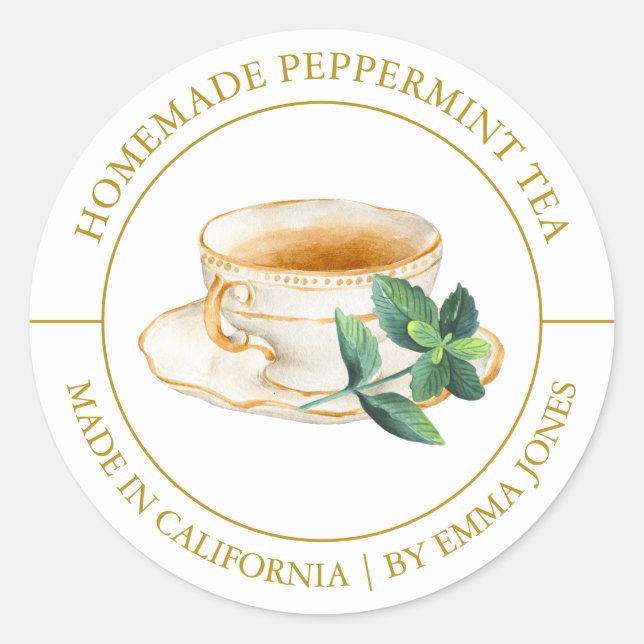 Té de menta Etiqueta moderna (Anverso)