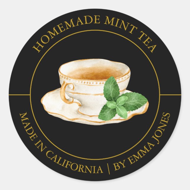 Té de menta Etiqueta moderna (Anverso)