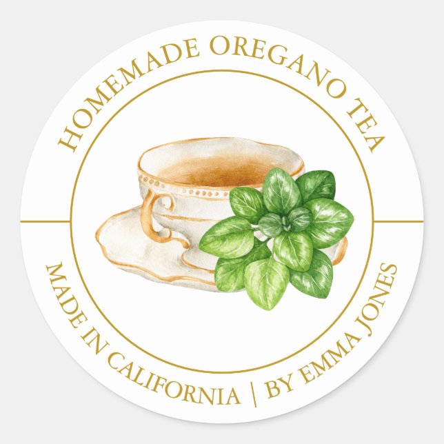 Té de Oregano Etiqueta moderna (Anverso)