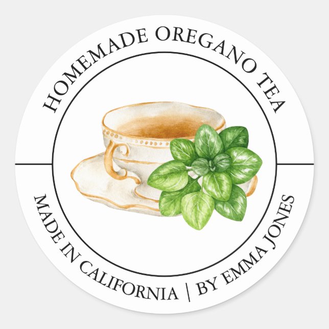 Té de Oregano Etiqueta moderna (Anverso)