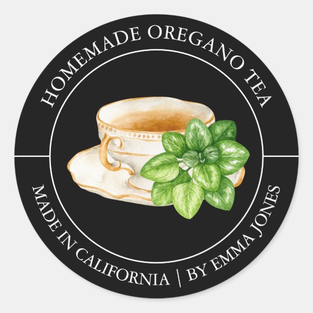 Té de Oregano Etiqueta moderna (Anverso)