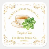 Té de Orégano Vintage Etiqueta Cuadrada