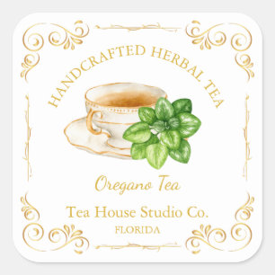 Té de Orégano Vintage Etiqueta Cuadrada