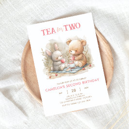Té de oso y conejo para dos invitaciones