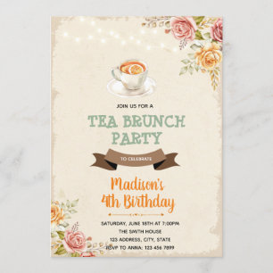 Té de otoño y brunch fiesta invitación
