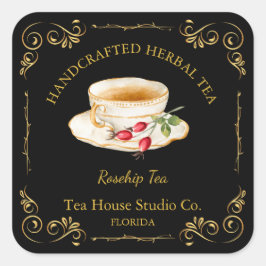 Té de Rosa Mosqueta Vintage Etiqueta Cuadrada
