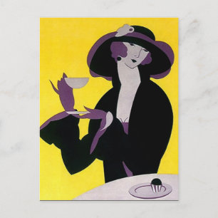 Té Deco Vintage Alta Tarde Fiesta Postal PC