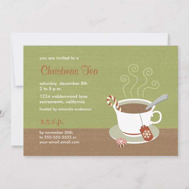 Té del navidad de las invitaciones del té del día (Anverso)