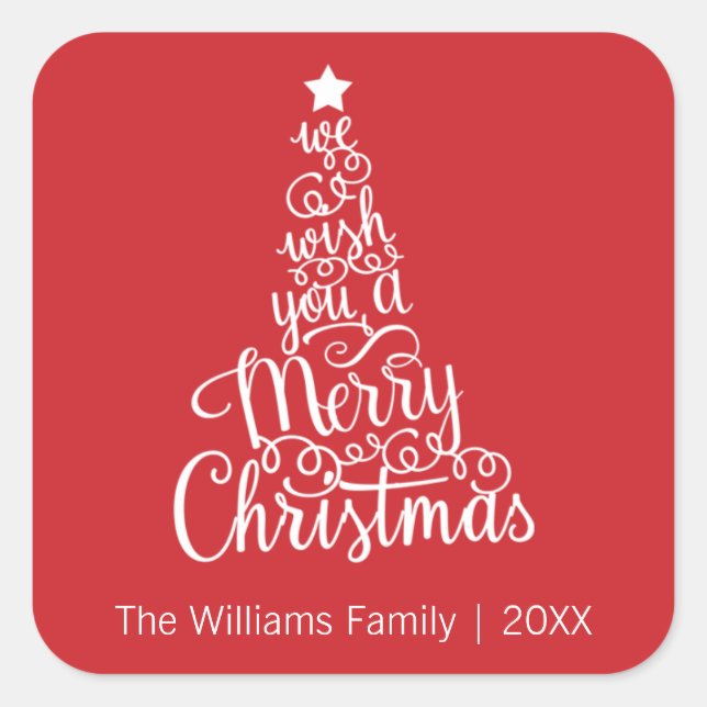 Te deseamos un feliz Pegatina de la Plaza de Navid (Anverso)