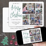Te deseamos una Feliz Navidad 6 Foto Guión Verde<br><div class="desc">Envíe elegantes saludos alegres y comparta seis de sus fotos favoritas con una tarjeta de vacaciones de collage de fotos personalizado única. Todo el texto de esta plantilla es sencillo de personalizar para incluir cualquier texto, como Felices Fiestas, Saludos de Temporadas, Saludos de Año Nuevo, etc. El mensaje que dice...</div>
