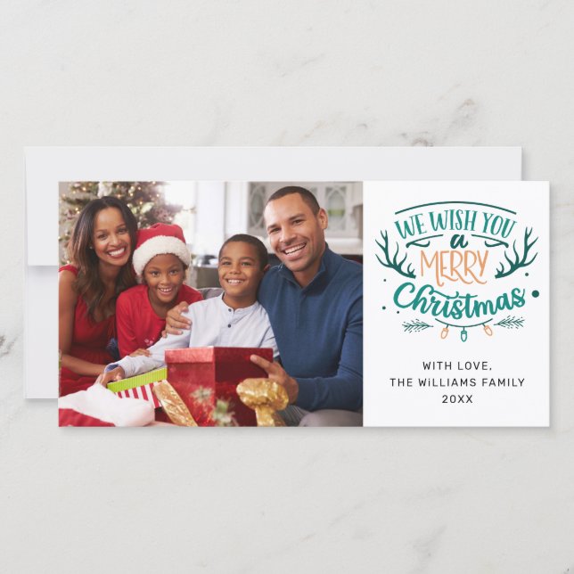 Te deseamos una feliz Navidad Verde azulada foto d (Anverso)