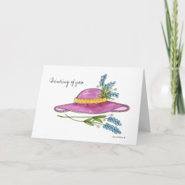 Te deseo aquí tarjeta de sombrero rosa