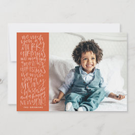 Te deseo una Feliz Navidad con tarjeta roja de fot