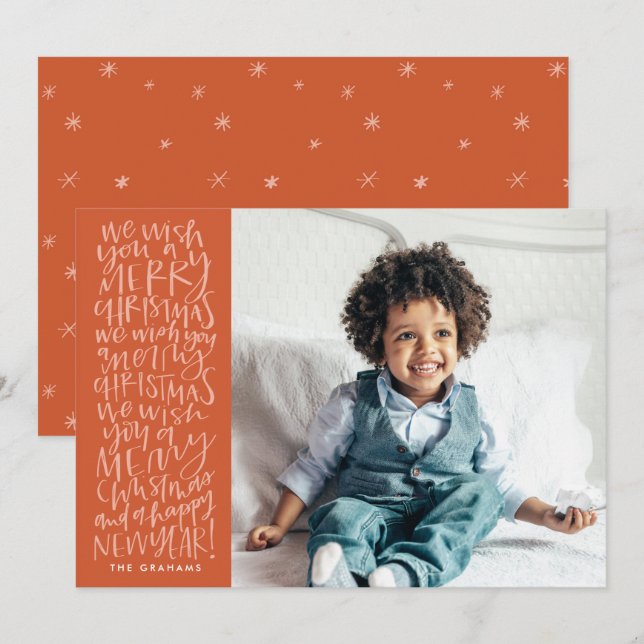 Te deseo una Feliz Navidad con tarjeta roja de fot (Anverso / Reverso)