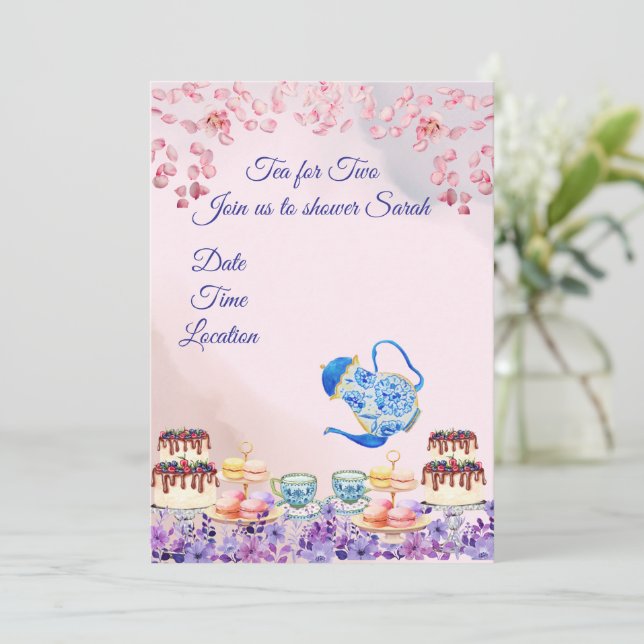Té Doble Para Dos Invitaciones Baby Shower (Anverso de pie)