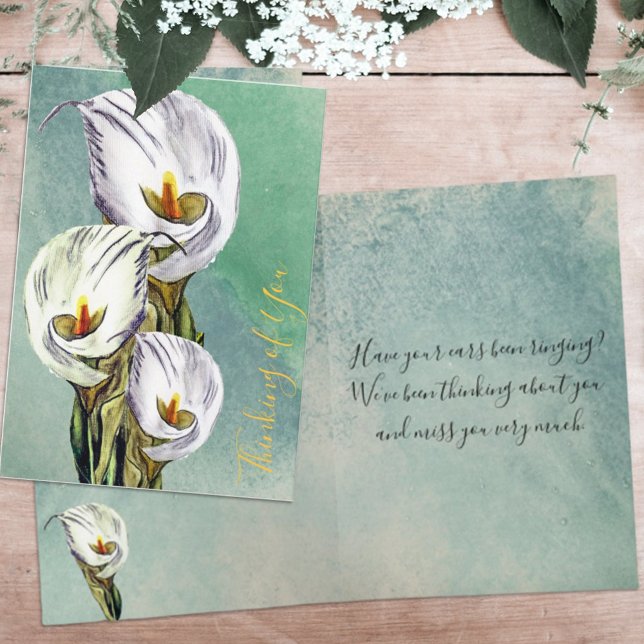 Te Echan de Menos Lirios de Calla Aquarela Tarjeta (Subido por el creador)