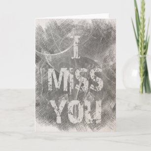 "Te echo de menos" Tarjeta en gris y blanco.