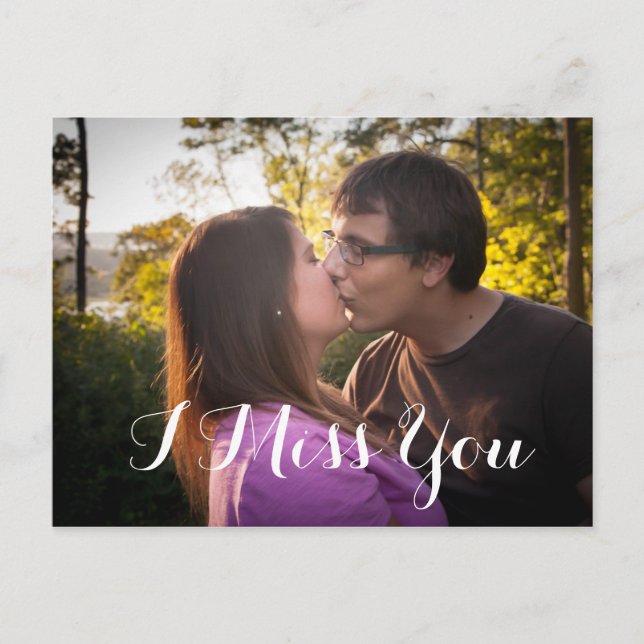 Te echo de menos Tarjeta postal romántica con foto (Anverso)